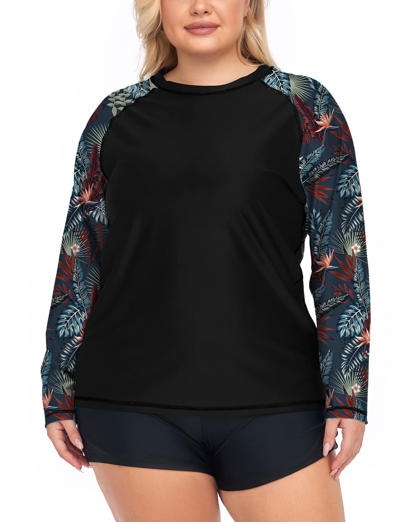 Inno Women's Plus Size Rash Guard Swim Shirt Short Sleeves UPF 50+ Swimwear Workout Top 0X6X 0X