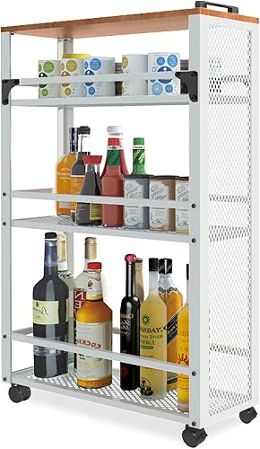 fusehome Carrito de almacenamiento de cocina delgado 2025, carrito de almacenamiento de metal de 3 niveles, cesta de malla, cesta de alambre