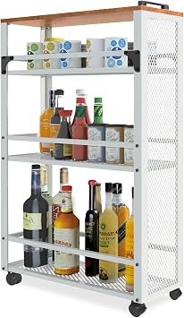 3-Tier Rolling Cart Slim - White Laundry Bathroom Kitchen