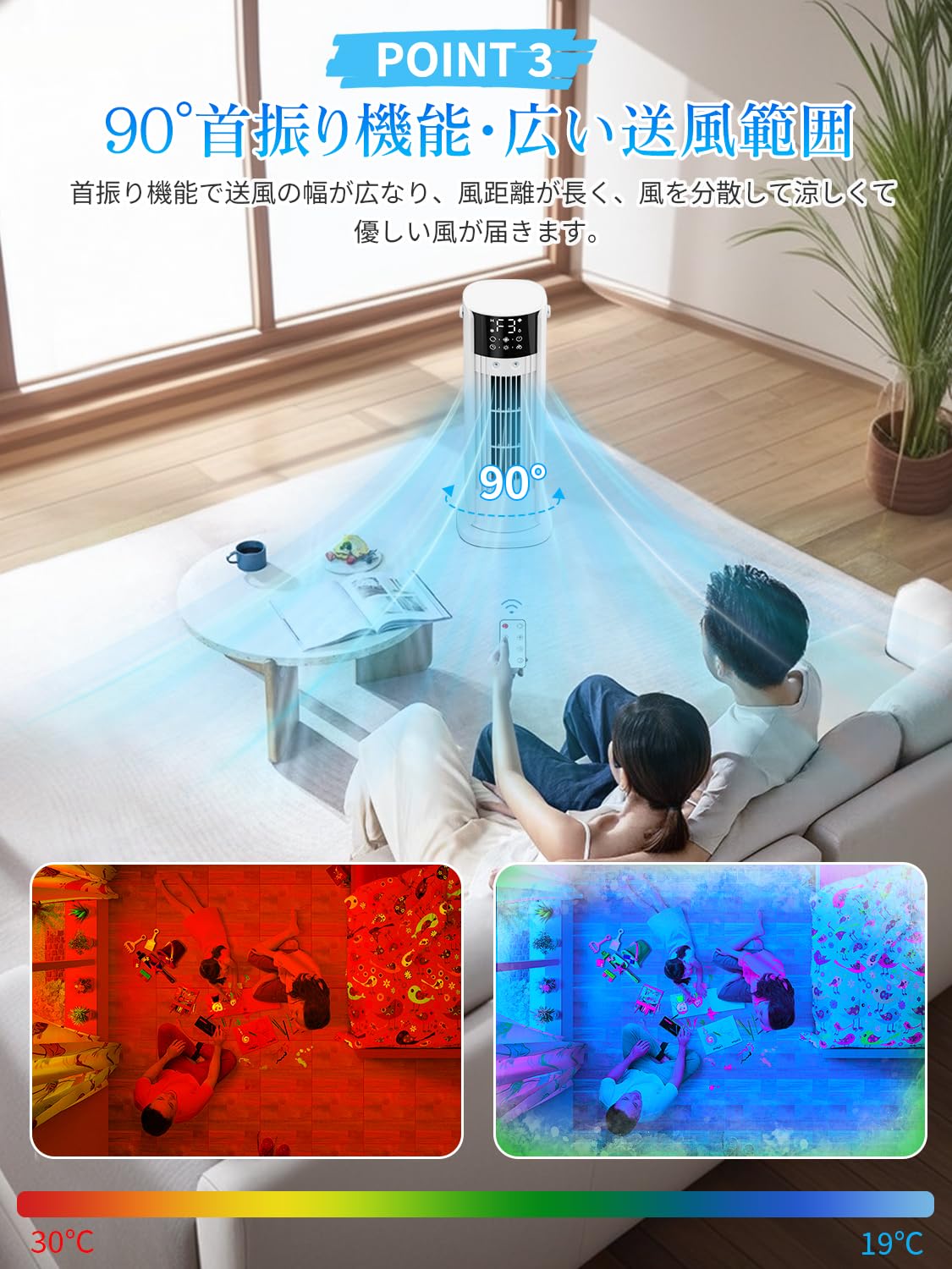 Amazon.co.jp: 冷風扇【2025夏新型・1台2役・加湿】タワーファン