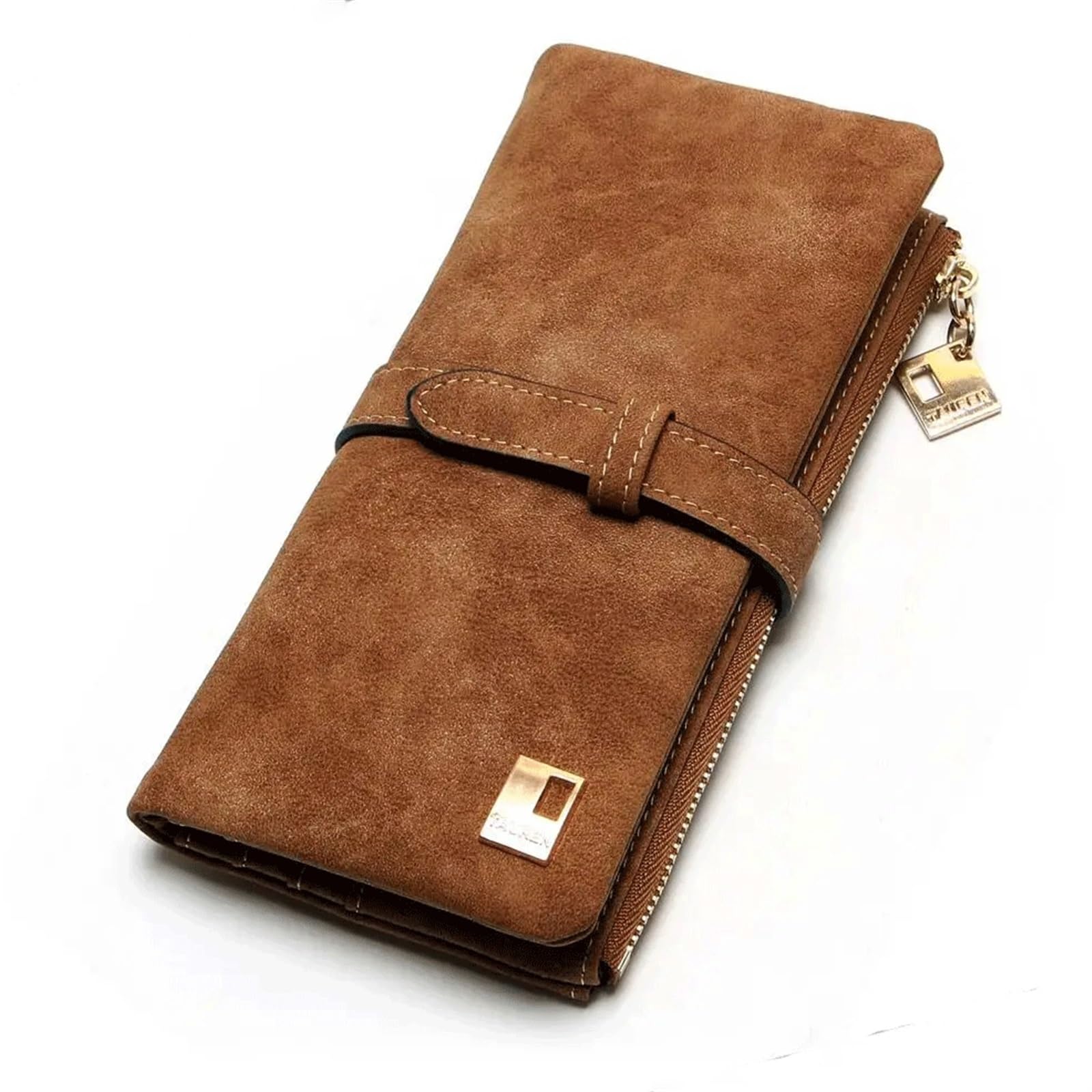 Portefeuille femme en cuir véritable et finitions nubuck de luxe