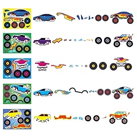 20 PCS Monster Truck Make Your Own Stickers with 10 Designs Truck Party Favors for Monster Truck-Themed Birthday Party Decorations Favor Supplies Education Toy Art Craft Activities Birthday Gift