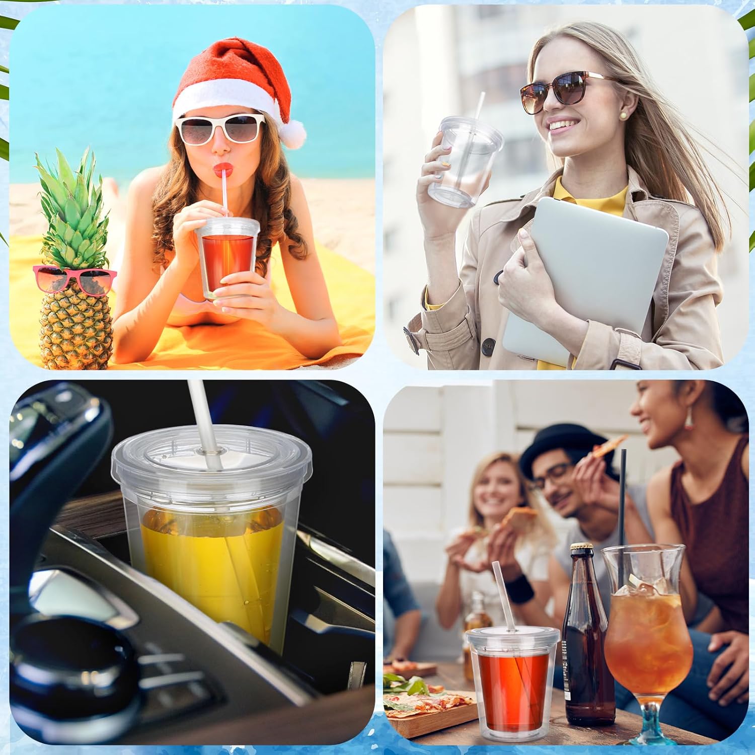 6 Pcs Clear Tumblers with Lid and Straw for Kids, 12 oz Insulated Acrylic Double Wall Cups Toddlers Reusable Plastic Cup Kids Bulk (Clear Lid) - Image 5