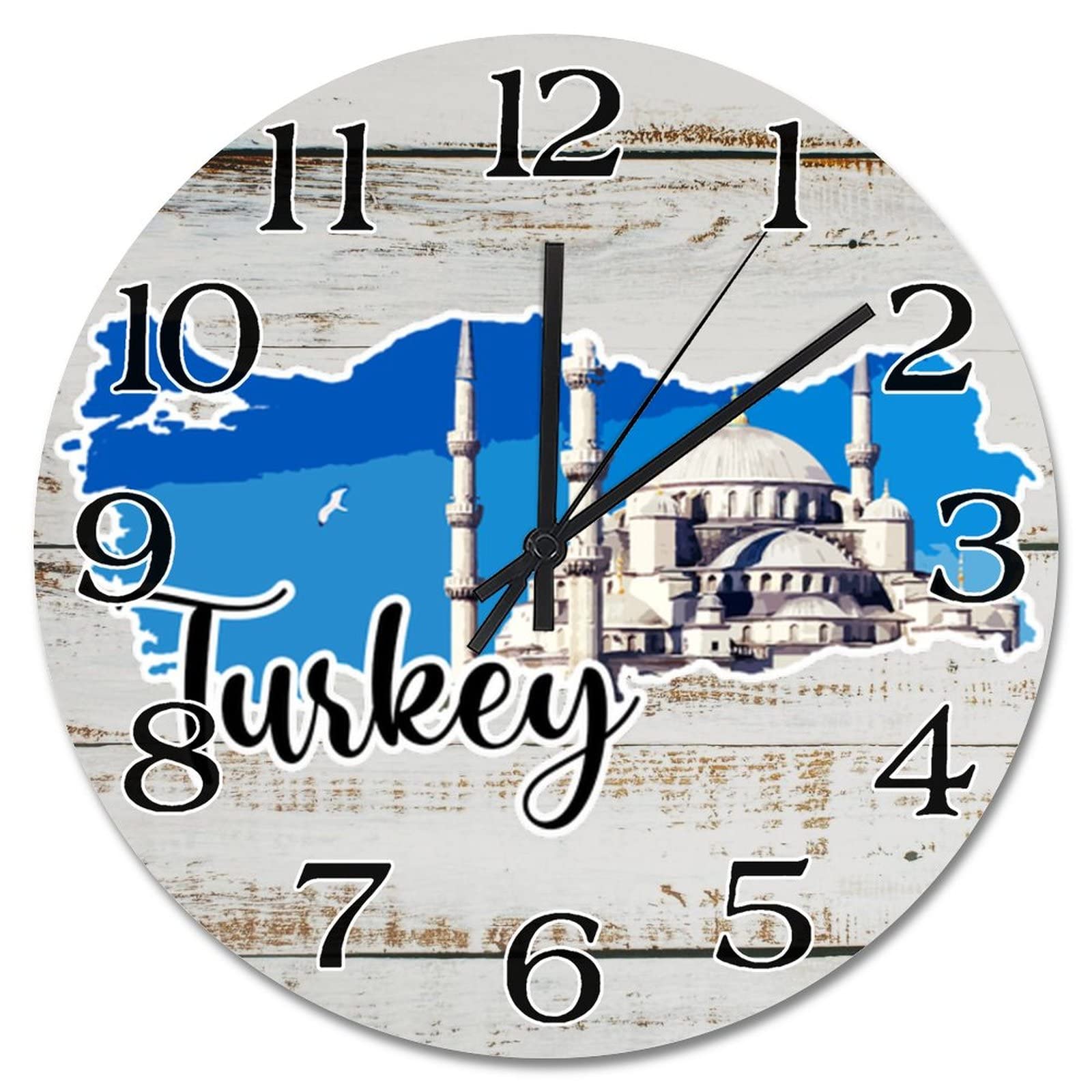 Horloge murale Turquie avec paysage urbain turc silencieuse de voyage