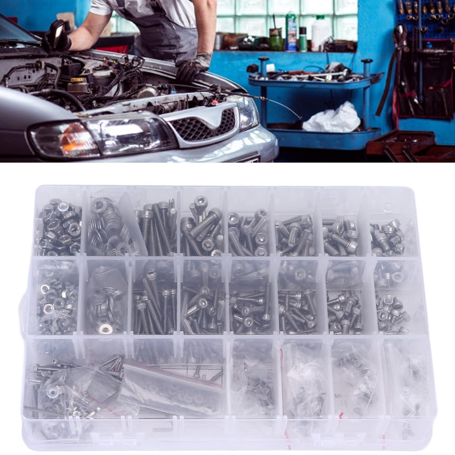 Kit di 1080 guarnizioni M2 M3 M4 in acciaio inox, viti a testa esagonale, assortimento con chiavi per auto, camion, navi, macchinari e trasporto ferroviario, bello e professionale