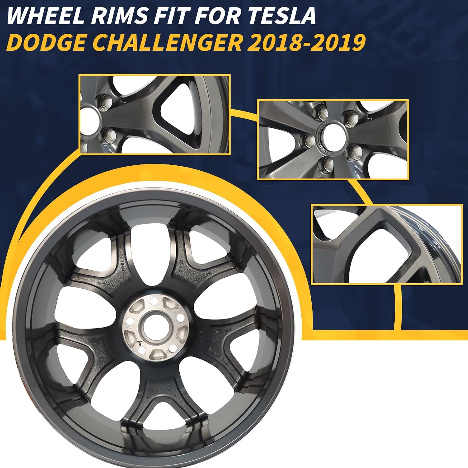 New 20x8" 20 Inch Charcoal Grey Aluminum Alloy Wheel Rim Fits for Dodge Charger Challenger 2018-2019 Chrysler 300 2020 2021 2022 2023, ALY02523U35N