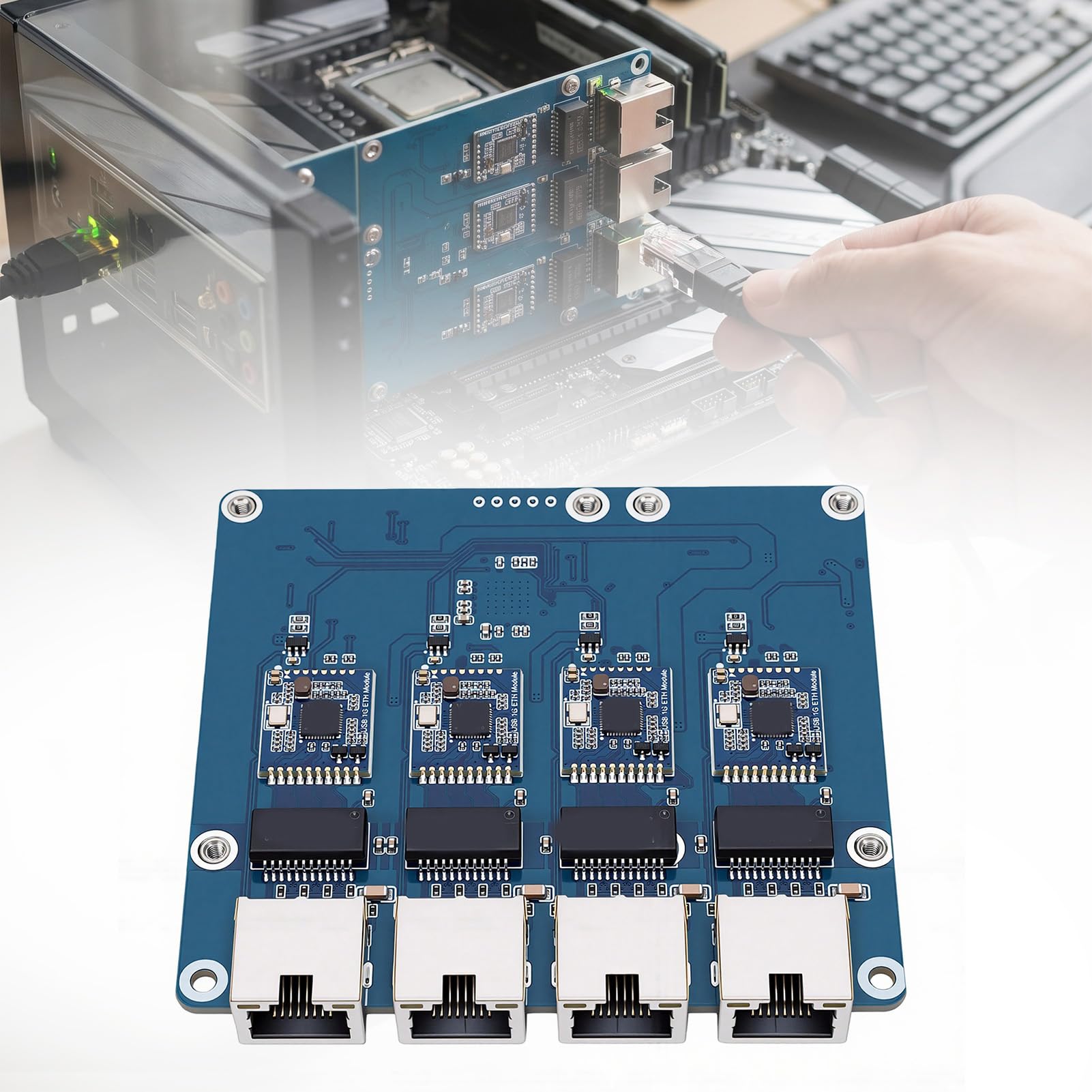 Cocoarm PCIe vers Carte Ethernet 4 Canaux Gigabit, Compatible RasPi 5