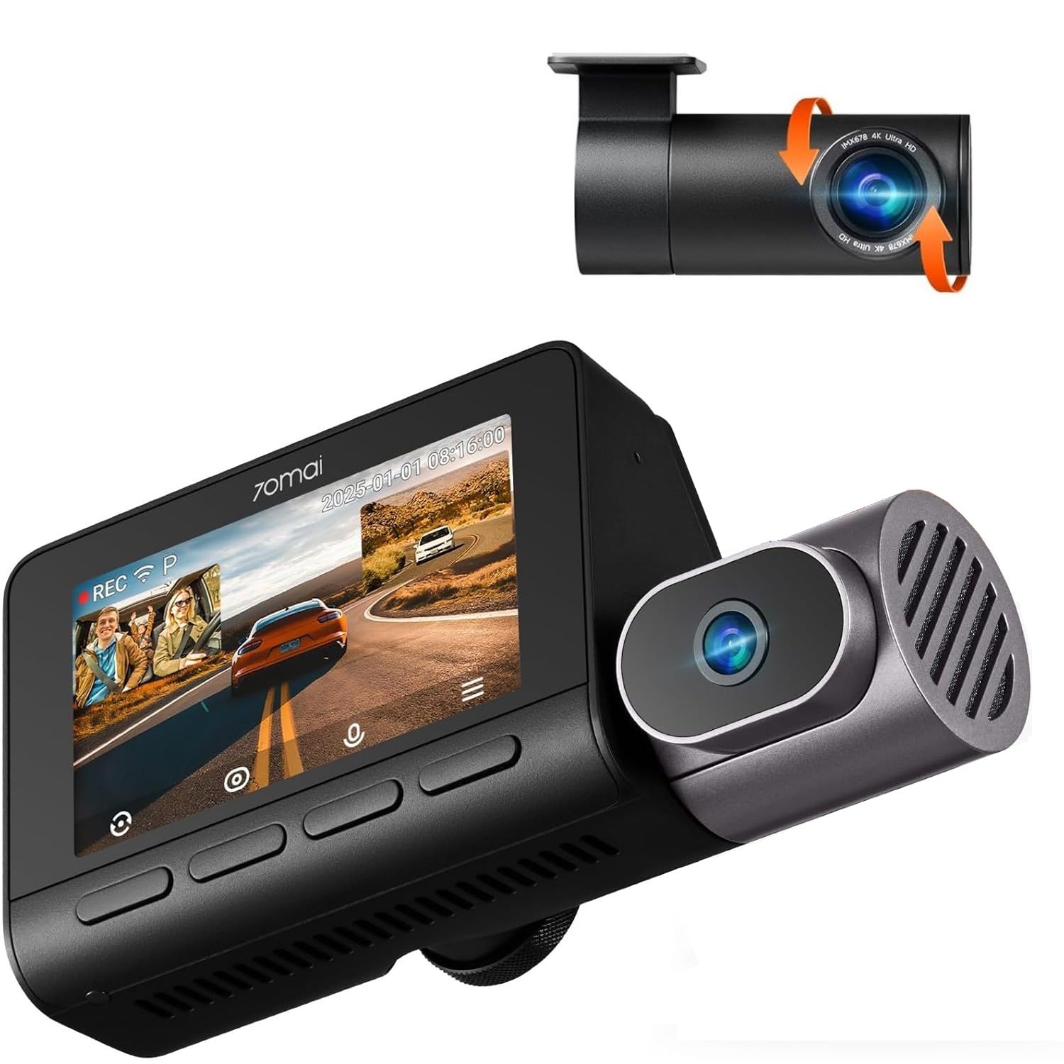 【ほぼ新】70mai Dash Cam 4K T800 3カメラ 70mai 4K T800 3 Channel Dash Cam, Dash Cam Front and Rear Inside