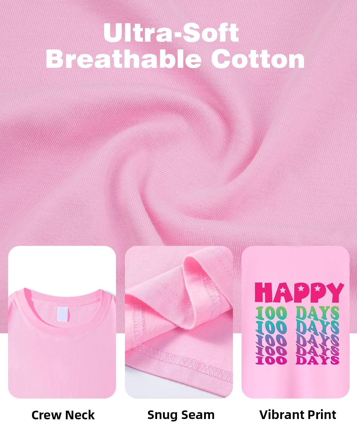 100 Days of School Shirt Kids Toddler Boys Girls 100th Day of School Costume T-Shirt Short Sleeve Tops Graphic Tee 2-8 Years - Image 4