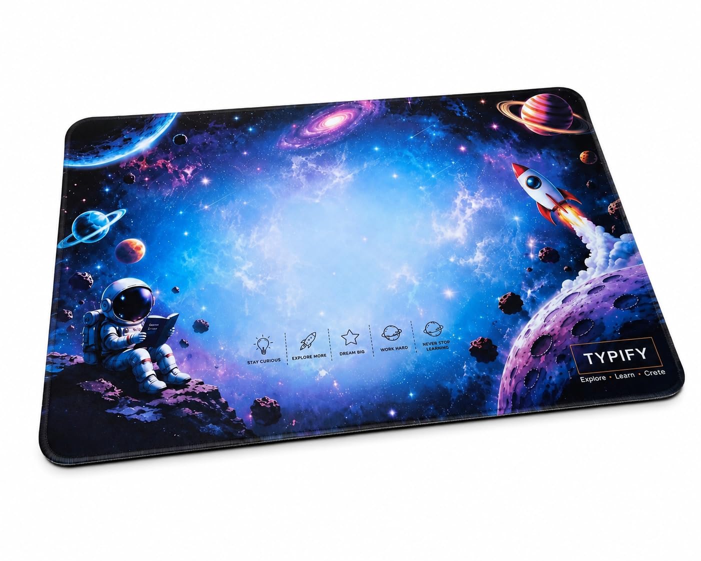 typify space theme study board for kids – 18x12 inch mdf lap desk & writing drawing board | anti-slip portable study table for reading, homework & laptop use | educational gift for boys & girls