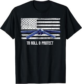 Distressed Police Thin Blue Line BJJ MMA Jiu Jitsu shirt T-Shirt
