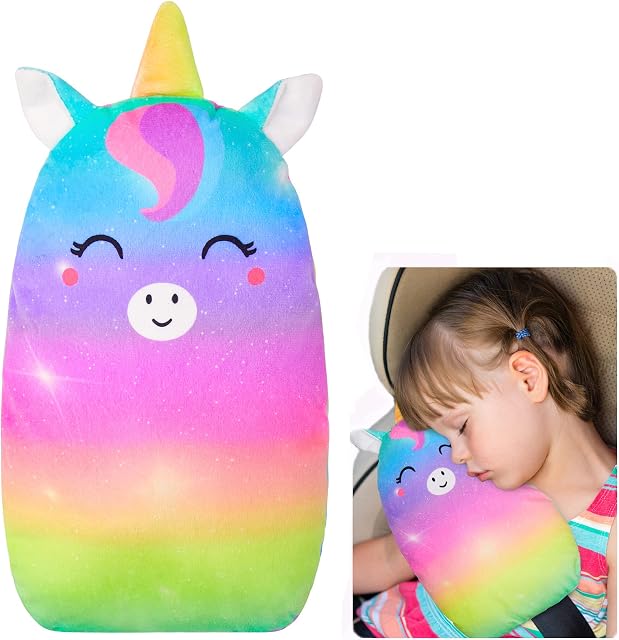 Basumee Unicorn Seat Belt Covers for Kids Seat Belt Pads Seatbelt Pillow Car Seat Head Support for Child Kids Toddlers Baby