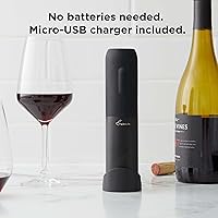 Vista 5 de Rabbit Sacacorchos eléctrico abridor de vino – Abrebotellas automático con botón pulsador, diseño compacto, abre botellas silenciosamente, se Negro