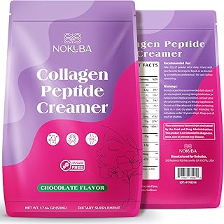 Marine Collagen Peptides Creamer for Women, Hydrolyzed Chocolate Collagen Powder for Coffee with Hyaluronic Acid, Vitamin C & Probiotics for Hair Skin and Nails, Gut Health, 500g (20 Servings)