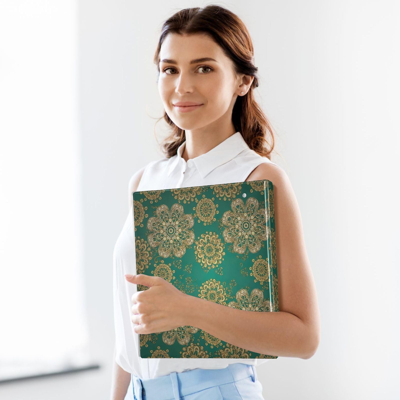 Mandala, raccoglitore a tre anelli, flessibile, con tasche, per scuola, università, ufficio (confezione da 2)