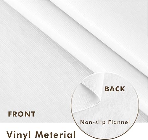 Miniatura 3 de Nasitos Paquete de 2 manteles de vinilo blanco de 60 x 102 pulgadas, mantel de vinilo con parte trasera de franela para mesas rectangulares de 6