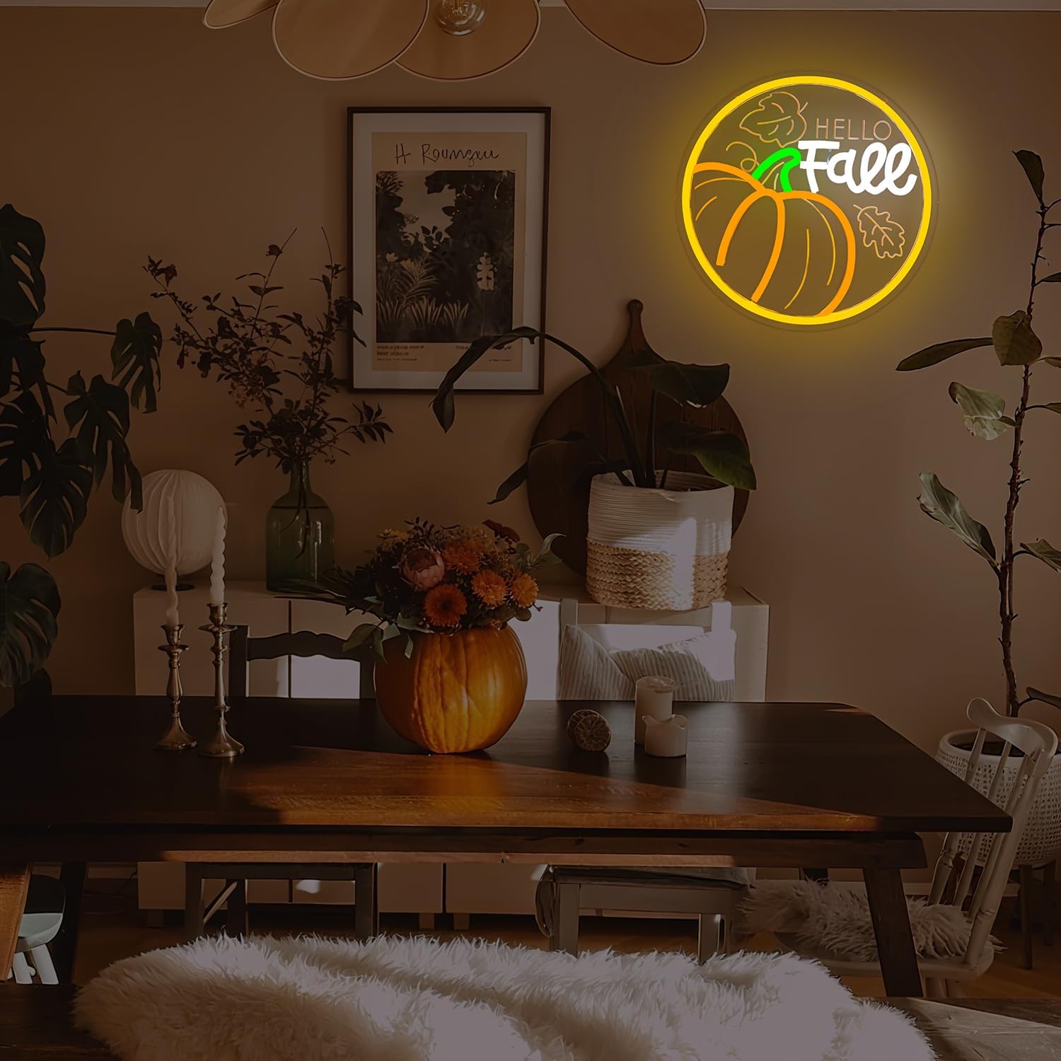 Hello Fall Neon Signs for Wall Decor Pumpkin Neon Light Sign Pumpkin Led Signs for Bedroom Wall Fall Light Up Sign Dimmable Thanksgiving Led Sign for Bedroom Office Home Thanksgiving Gifts - Image 6