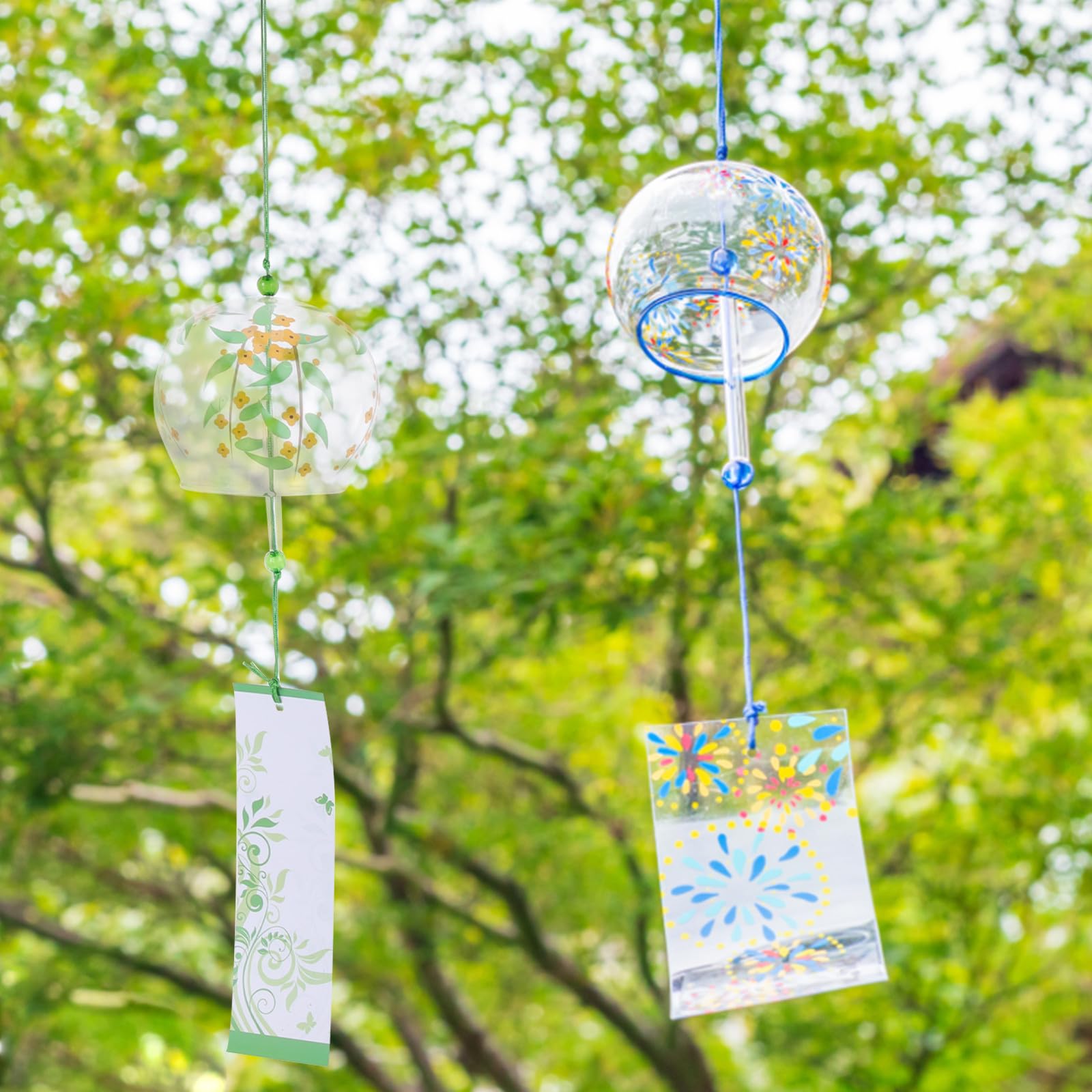 jojofuny Campane a Vento in Vetro 4 Pezzi Decorazioni da Appendere per Balcone e Giardino Design Semplice e Rilassante per Arredamento Casa