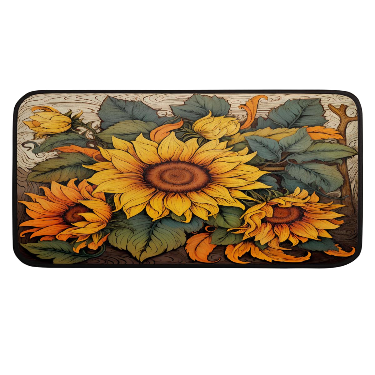 Tapis de cuisine rétro tournesol au confort absolu pour entrée et couloir