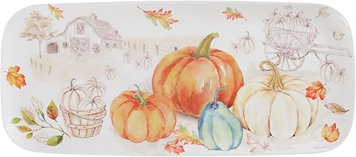Miniatura 34 de UP ware Harvest - Bandeja de melamina de calabaza, bandeja rectangular de 15 x 6.5 pulgadas, bandeja de alimentos sin BPA para entretenimiento