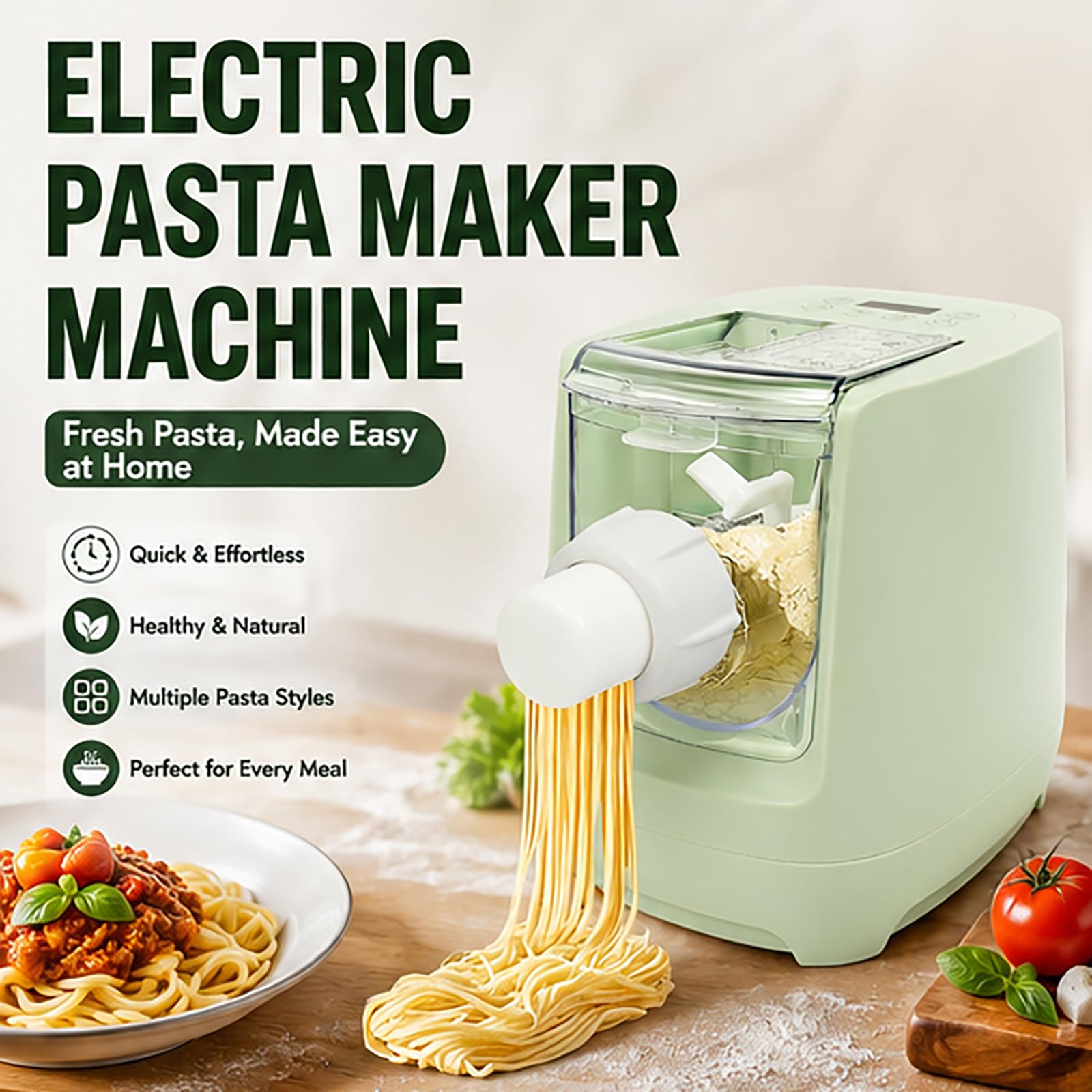 Elektryczna maszyna do robienia makaronu z 13 tarczami, automatyczna maszyna do robienia makaronu o mocy 260 W, domowe urządzenie kuchenne o pojemności 600 g mąki, szybkie pionowe wyciskanie w white