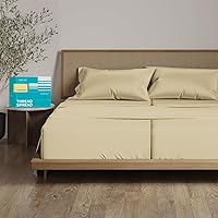 Vista 52 de Thread Spread - Juego de sábanas de 100% algodón egipcio con tejido de satén de 800 hilos de la colección Exotic Hotel, color blanco y marfil