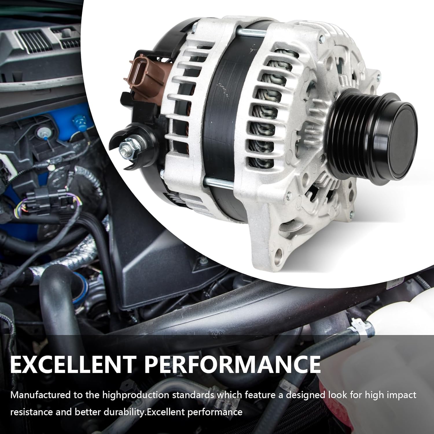 Alternator Compatible with F-150 F150 2015-2020 2.7L 3.5L 12V 215A 6-Groove Decoupler Pulley Clockwise Replace FL3Z-10300-FA FL3Z-10346-B FL3Z-10346-A HL3T-10300-AA 44005N