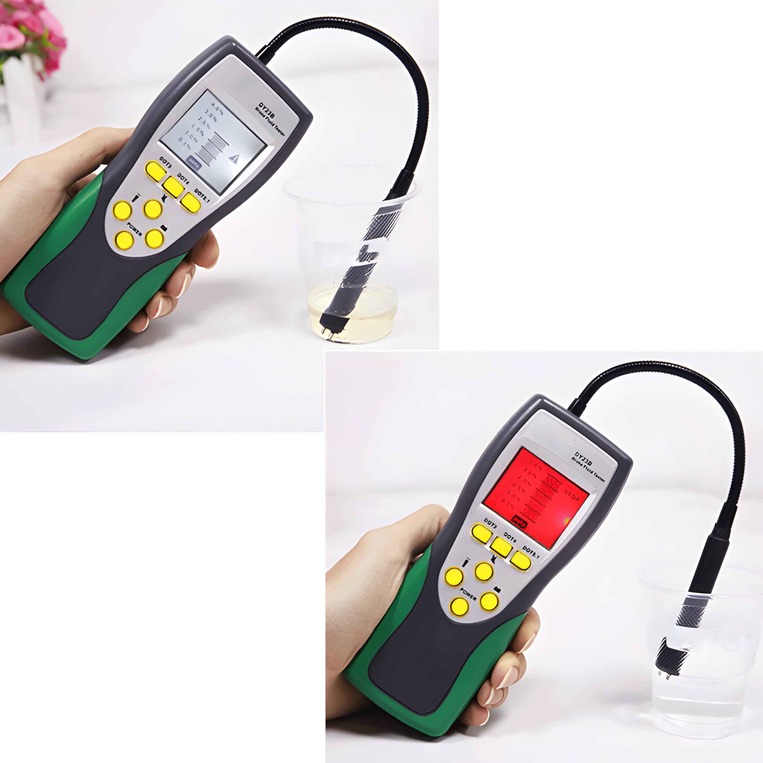 Retoo Tester del liquido dei freni, digitale, per test diagnostici, per schermo LCD, adatto per DOT3 DOT4 DOT5, analizzatore di umidità del collo flessibile, per auto e moto