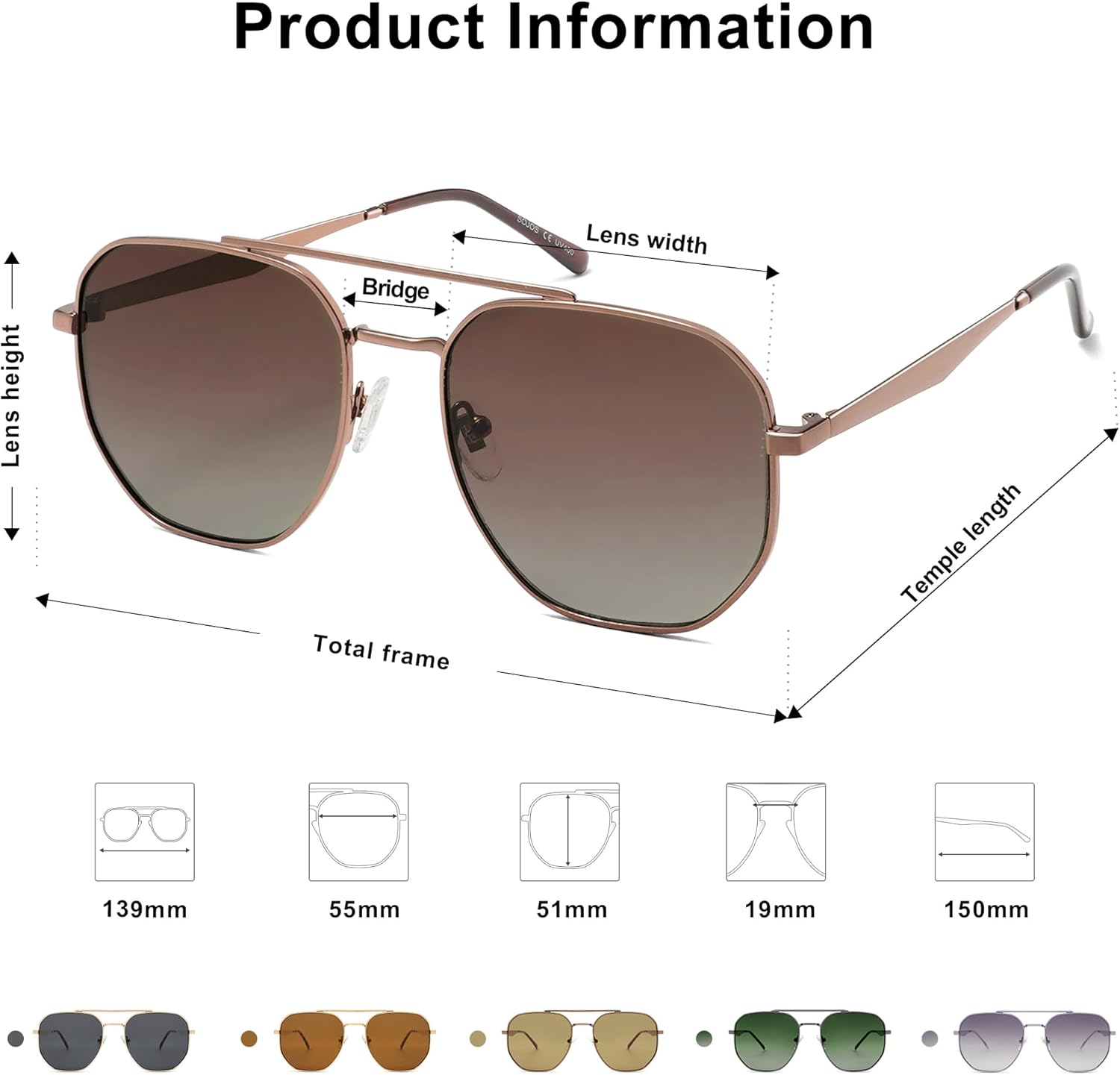 SOJOS Classic Square Aviator Sunglasses for Women Men Retro Hexagon UV400 Protection Shades SJ1222 - Image 4