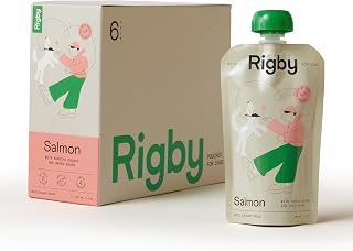 Rigby Organic Wild-Caught Alaskan Salmon Squeeze Dog Treat Pouches, 6-Pack - Low-Calorie Training, Enrichment & Joint Health Support