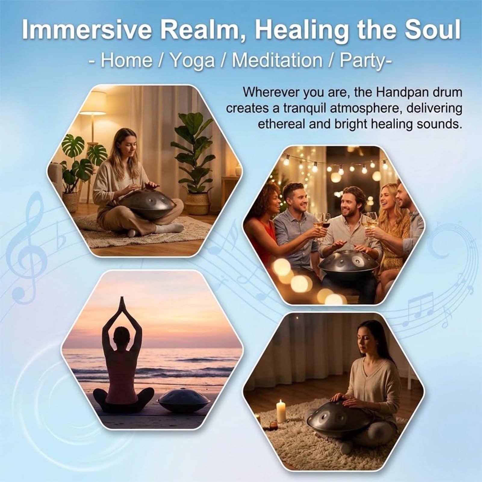 Ensembles De Tambours Handpan De 22 Pouces, 432 Hz/440 Hz, Ré Mineur, 9/10/12 Notes, Instruments De Percussion Handpan En Acier, Pour L'éducation Musicale Et Les Réunions De Famille
