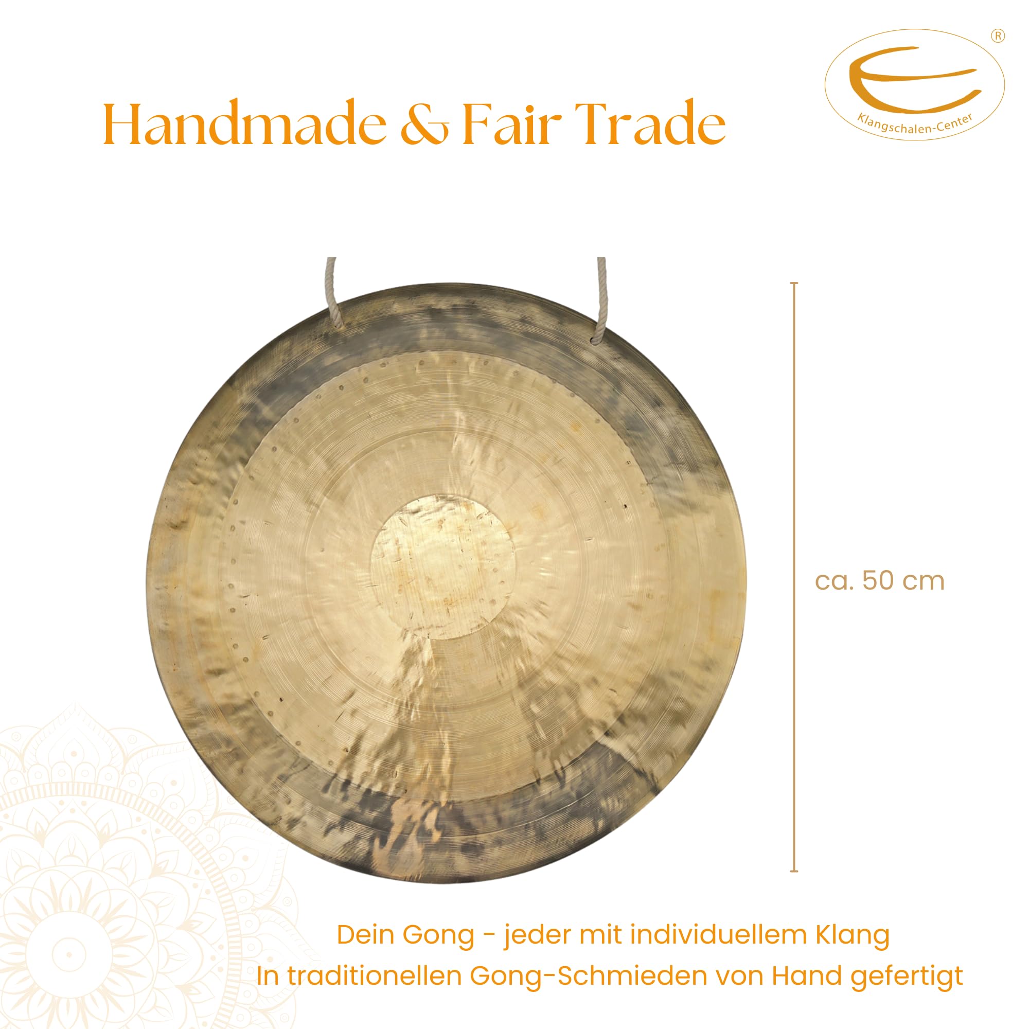 Feng Gong/Wind Gong 50 cm mit tollem Klang, inklusiv Holz-/ Baumwollklöppel -7008-