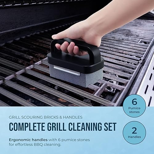 Miniatura 2 de Powerstone Juego de bloques de limpieza de piedra pómez con asa, incluye 2 asas, 6 piedras pómez para horno de limpieza, plancha, rejillas de