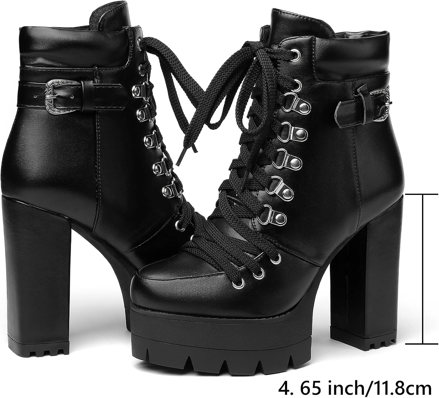 Susanny Sexy High Heels for Women Boots Round Toe Platform Booties Lace Up Suede Side Zipper Ankle Bootie - Image 7
