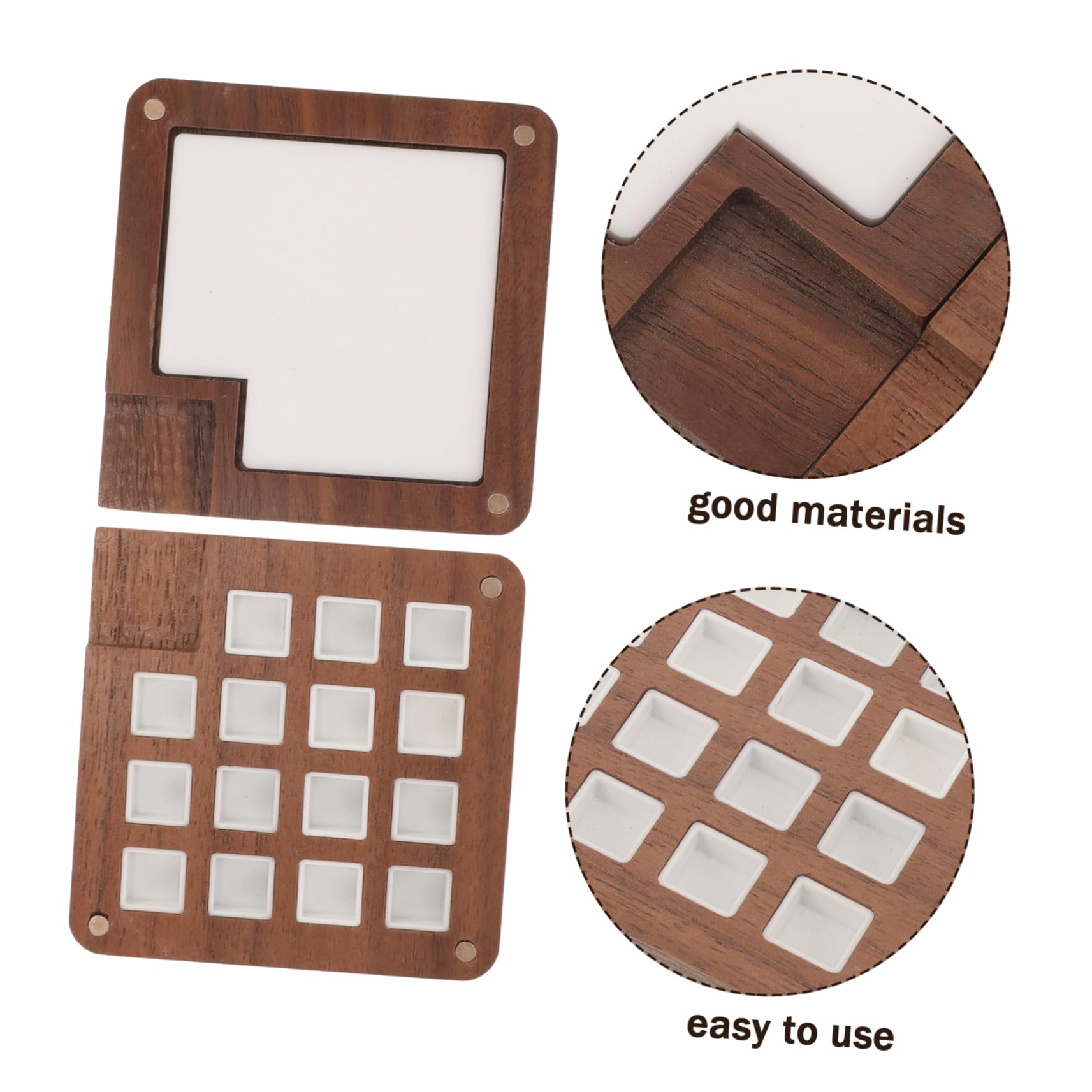 HOMSFOU 3 Stück Holz Pigmentmischbox Wasserfarben Palette mit Fächern für Künstler für Aquarell Öl und Gouachefarben Leicht zu Reinigen und Langlebig