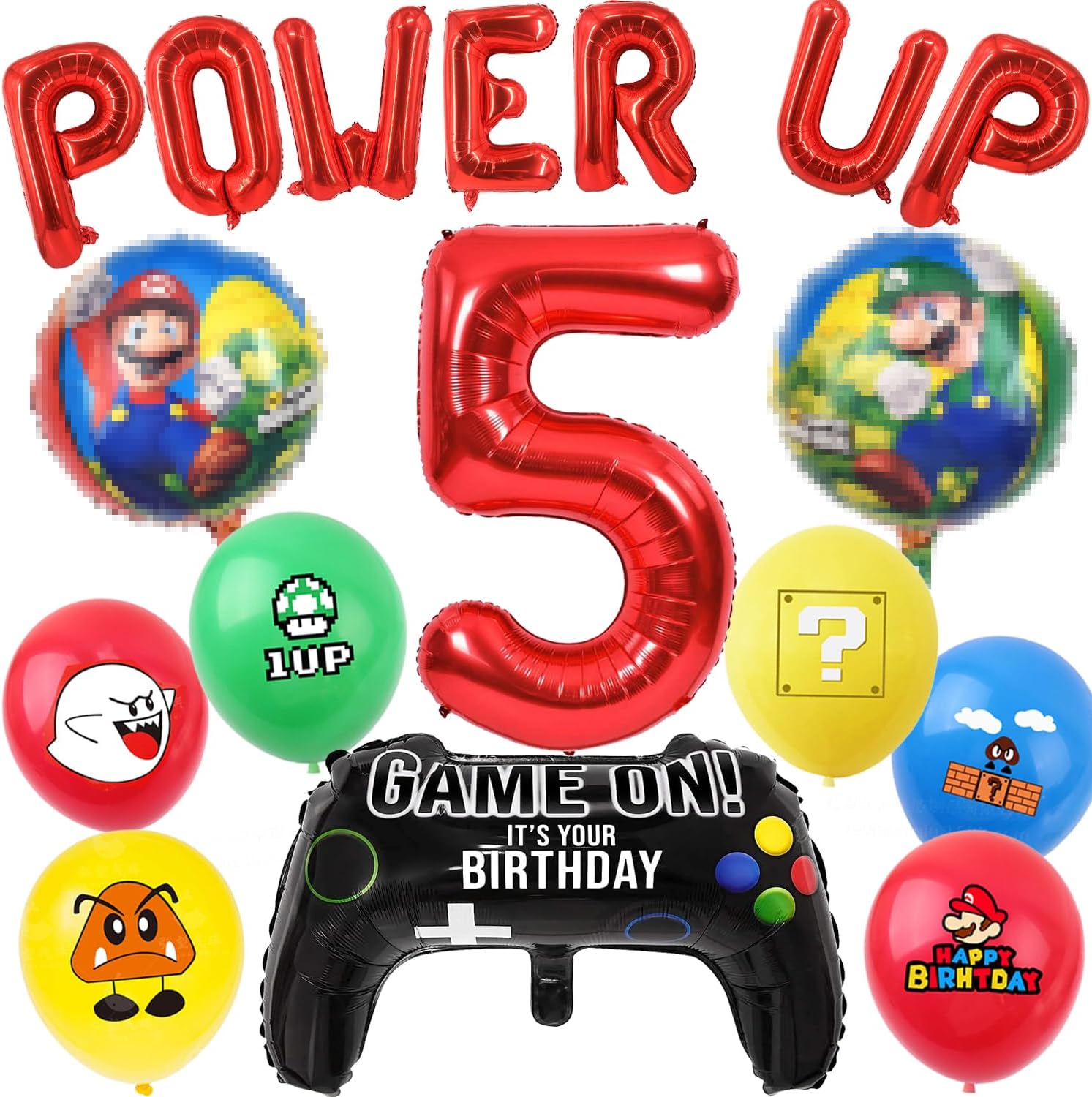 19 PCS Video Game Birthday Balloons Video Game Brothers