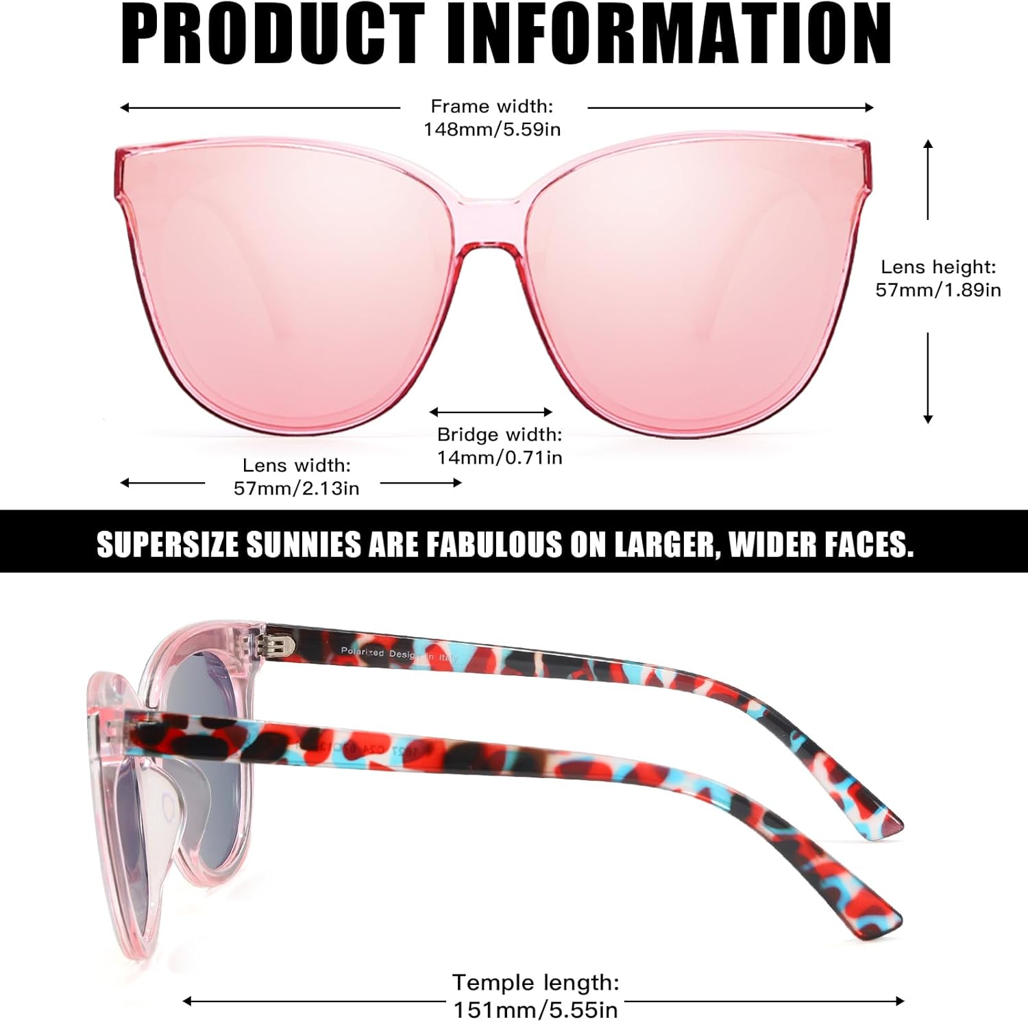 LVIOE Polarized Sunglasses for Women UV400 Protection Oversized Cat Eye Frame Retro Sunglasses for Driving Fishing Outdoor - Image 5