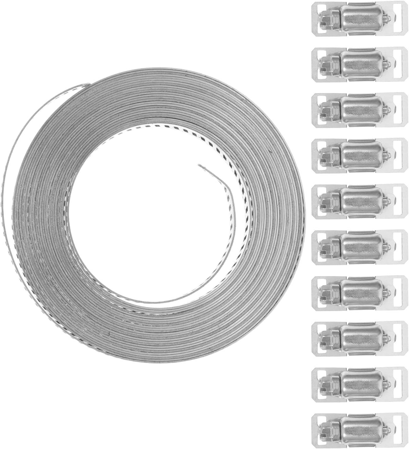 GANAZONO Stainless Steel Hose Clamps DIY Kit with Metal Strapping and Heavy Duty Band Clamps, Simple Installation and Versatile Tool for Plumbing and Construction Sites