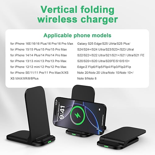 Miniatura 7 de Cargador inalámbrico plegable Samsung Soporte de carga rápida inalámbrico Android escritorio teléfono cargador pad 15W para Samsung Galaxy S25 Edge