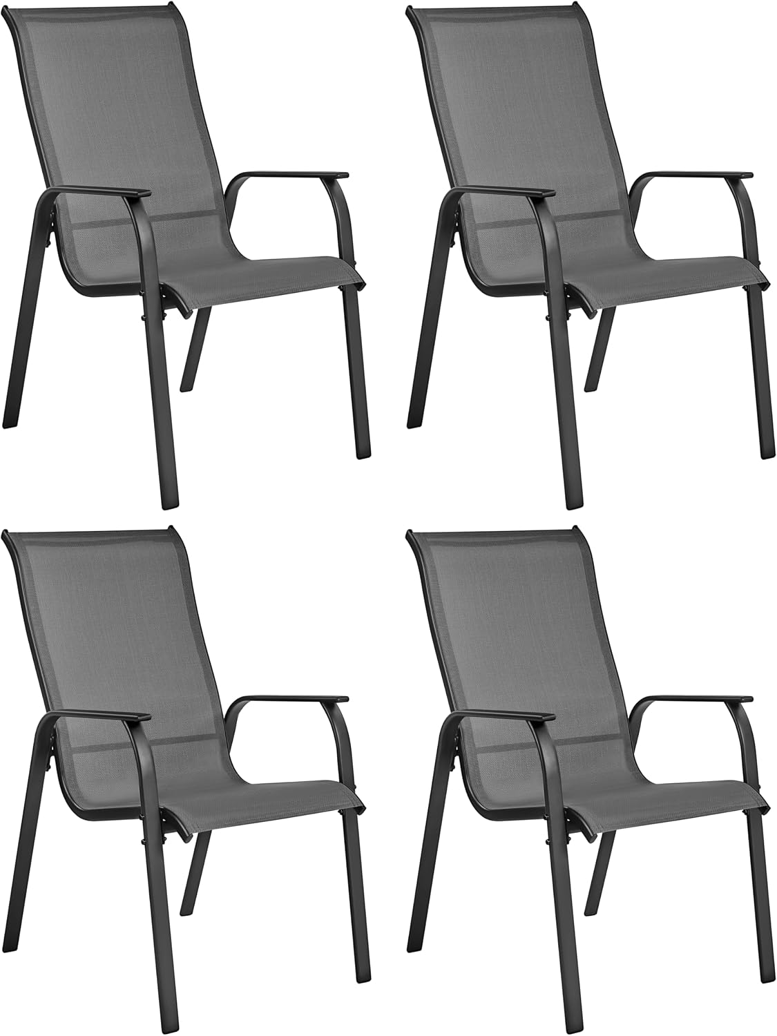 Yaheetech Outdoor Dining Chairs, Set of 4 Patio Stackable Garden Chairs with Backrest/Armrests for Garden/Lawn/Porch/Backyard Pool