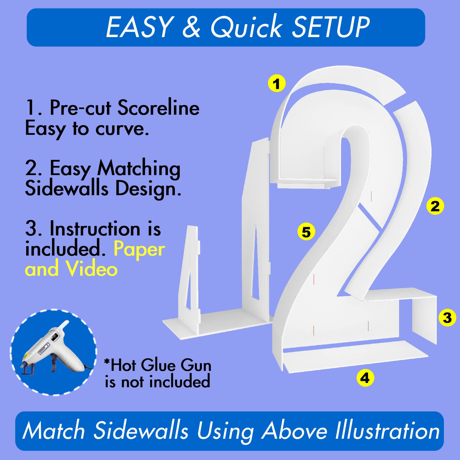 4ft Mosaic Balloon Frame Number 2 Light Up Marquee Pre-Cut Kit Number Cut-Out Extra Large Foam Board Backdrop Birthday Baby Party Anniversaryâ€¦