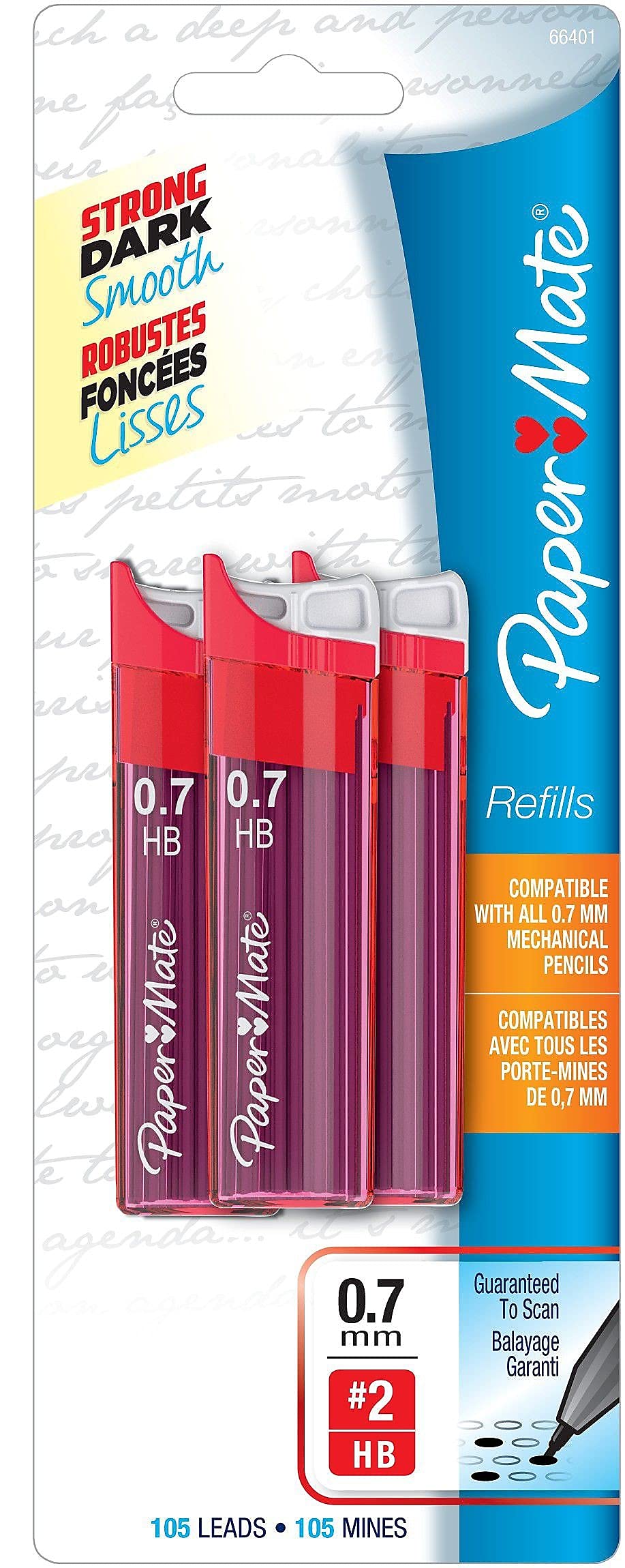 Papermate Lead Refills, 0.7mm, HB, Black, 3 Tubes of 35, 105/Pack, PK - PAP66401PP - Image 2