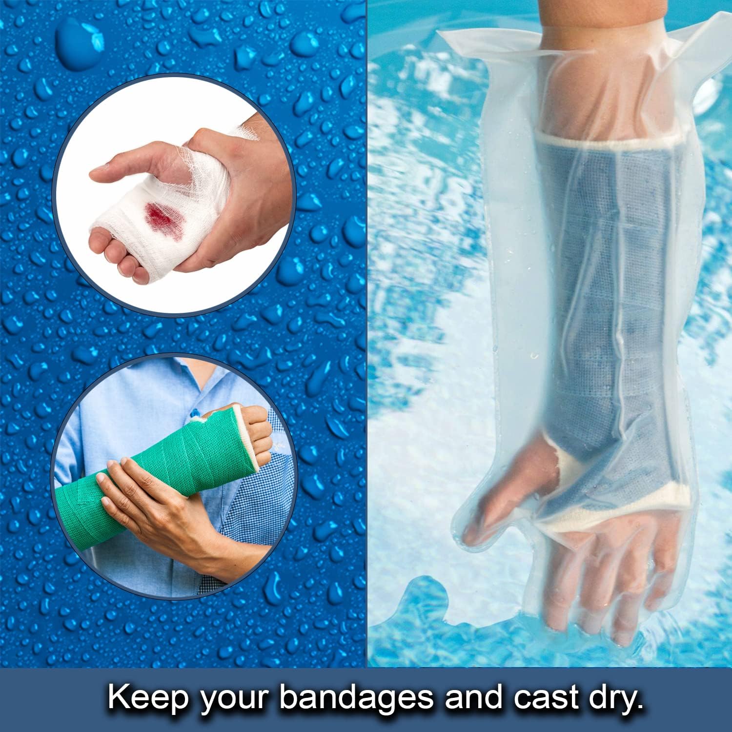 AquaShield Reusable & Waterproof Cast Cover for Adult Half Arm (A21) - Bandage Protector for Plaster, Bath, Shower, Pool, Swimming (9.0″-12.5″ Circumference Above Cast - For Hand & Wrist) -Made in USA : Health & Household