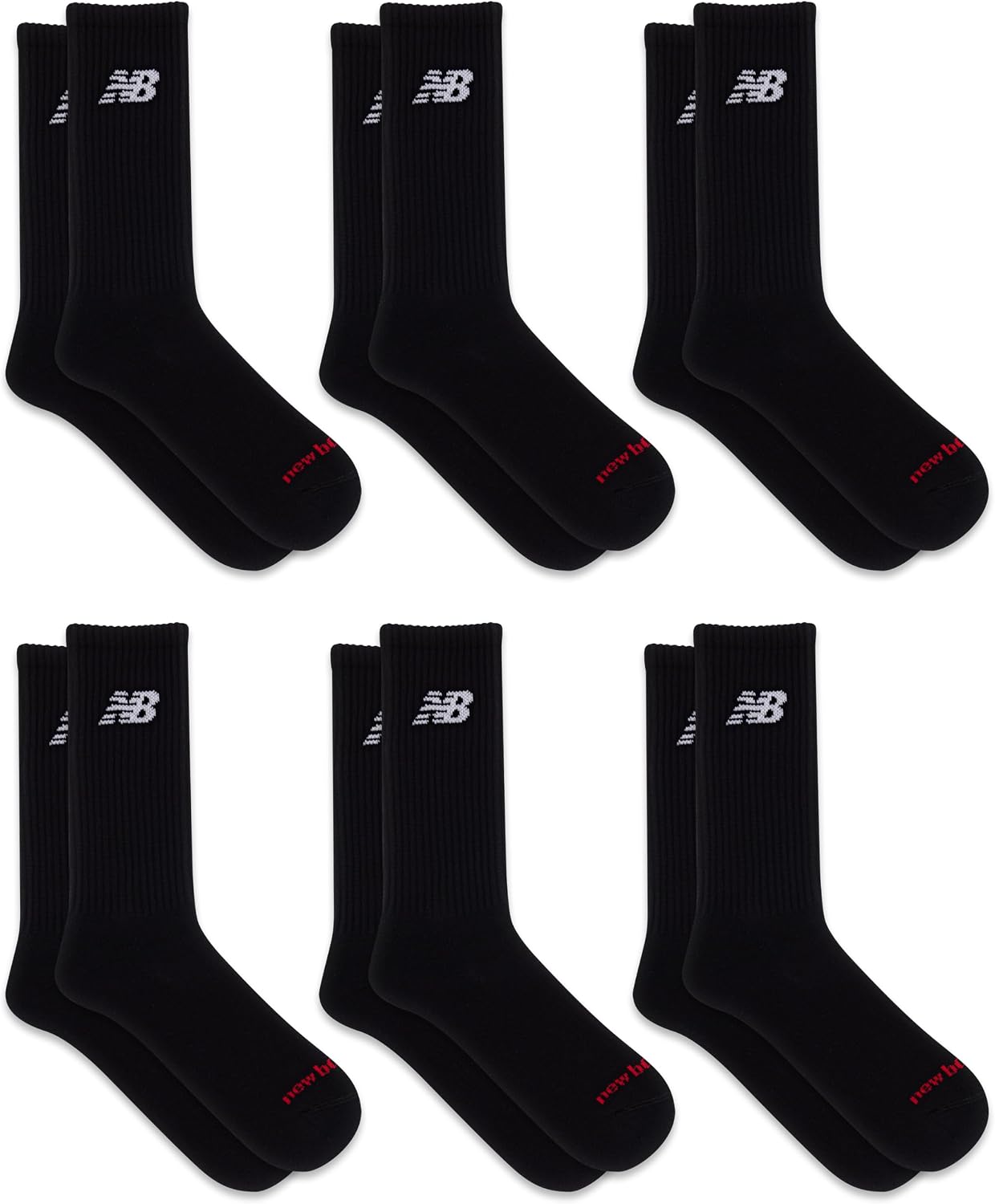 New Balance Unisex Adult Everyday Cushioned Crew Socks, 6 Pairs image 5