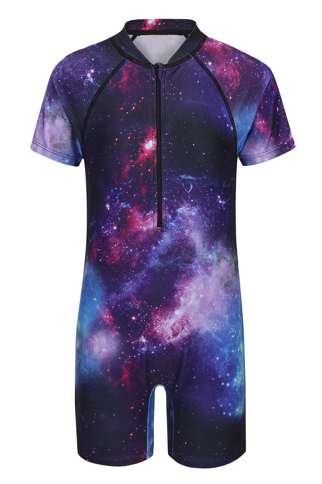 Girls Rash Guard Swimsuits One Piece Bathing Suits for Girls UPF 50+ Sun Protection Short Sleeve Sunsuits Zipper