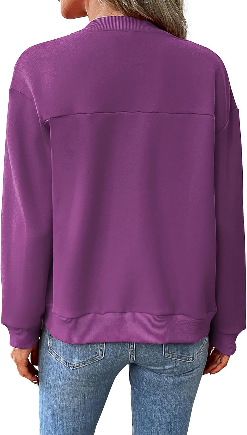 Women's Zip Up Sweatshirts Jackets Long Sleeve Bomber Jacket Casual Outwear with Pocket - Image 5