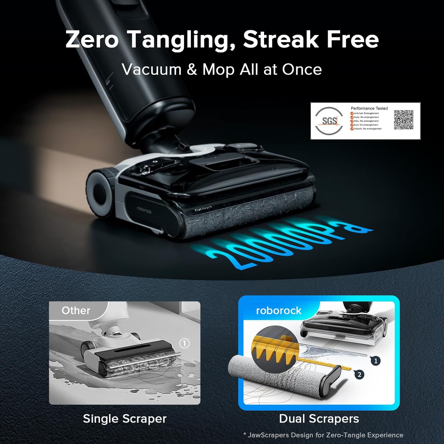 roborock F25 ACE Combo Wet Dry Vacuum Cleaner, 5-in-1 Cordless Stick Vacuum Mop, Smart Hard Floor Washer with 180° Lie-Flat, AI Assitant Wheels, Self Cleaning, 65 min Runtime, Whole House Cleaning Black F25 ACE Combo image 4 of 8 B0DK4RPLQQ