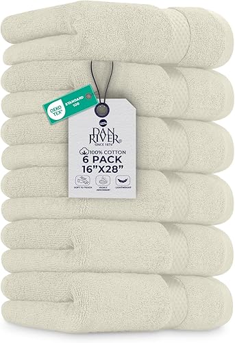 Vista 14 de DAN RIVER Juego de 4 toallas de baño, 27 x 54 pulgadas, 100% algodón, más grandes y ligeras, de secado rápido, súper suaves y absorbentes, toallas