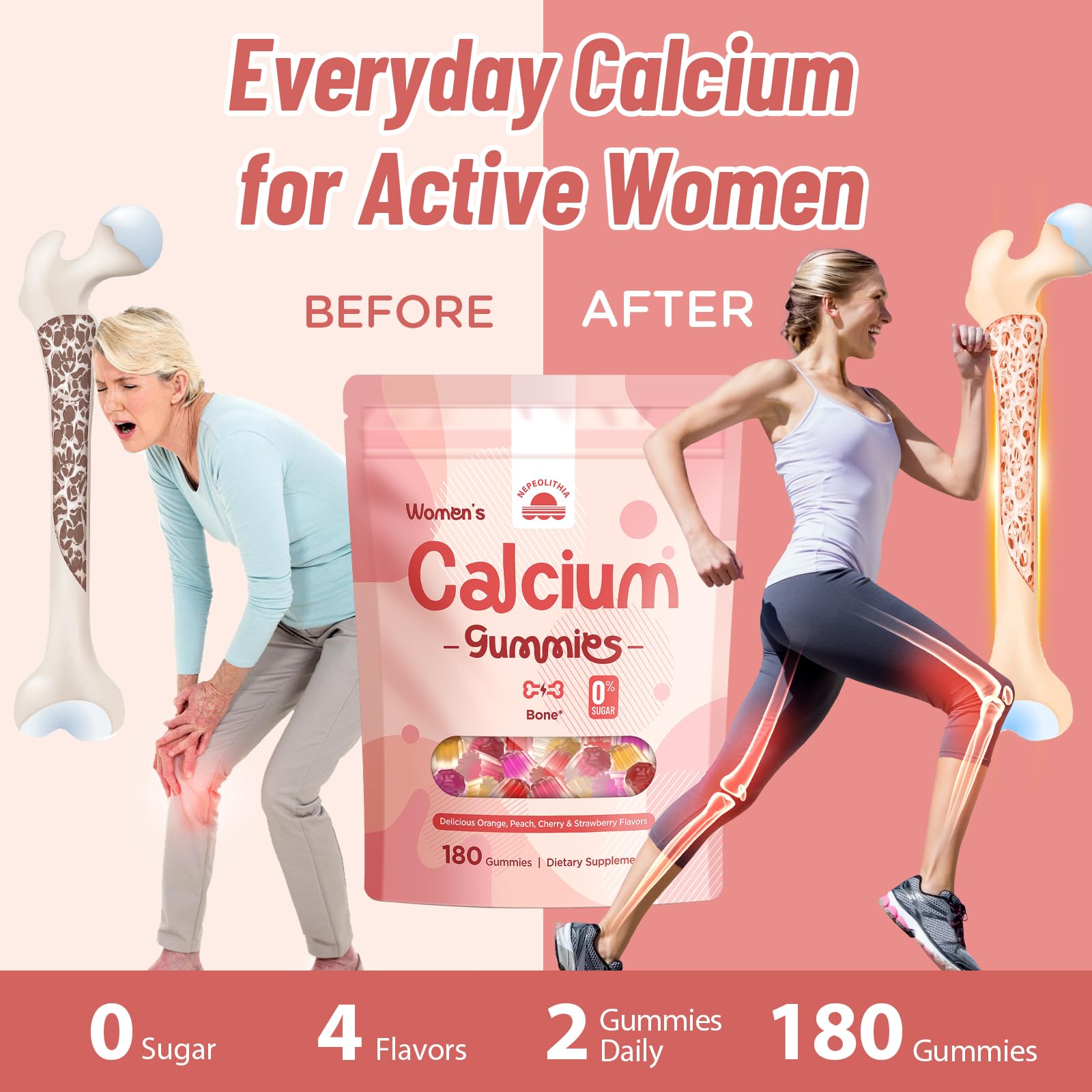 Calcium Gummies for Women with Vitamin D3, K2, Magnesium, Zinc – 180 Count — Amazon image 5