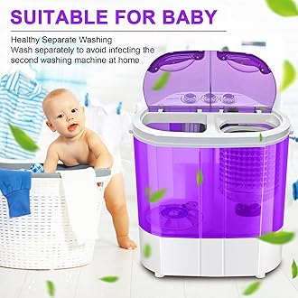 Display4top Electric Mini Portable Compact 3.6KG Capacity Washer Washing Machine Spin Dryer Laundry (Purple)